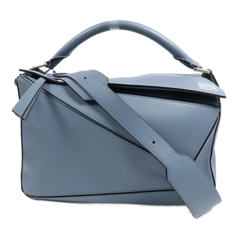 LOEWE 牛皮皮革Puzzle Medium銀扣手挽肩背兩用袋-0