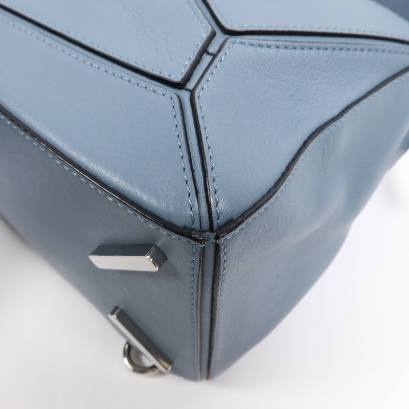 LOEWE 牛皮皮革Puzzle Medium銀扣手挽肩背兩用袋-4
