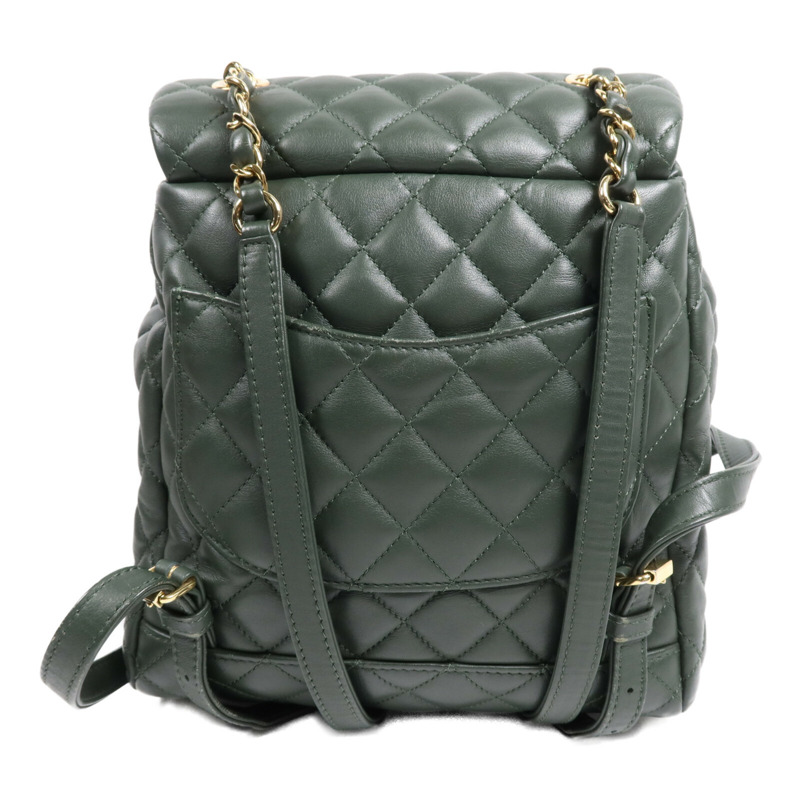 CHANEL 羊皮皮革Backpack金扣鏈帶背包-1