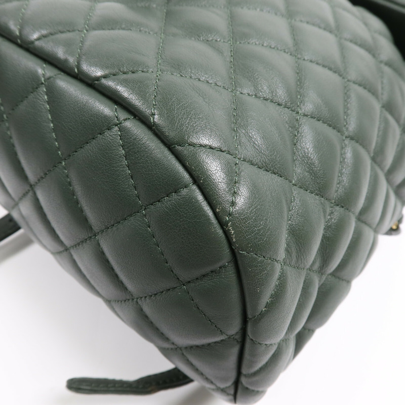 CHANEL 羊皮皮革Backpack金扣鏈帶背包-7