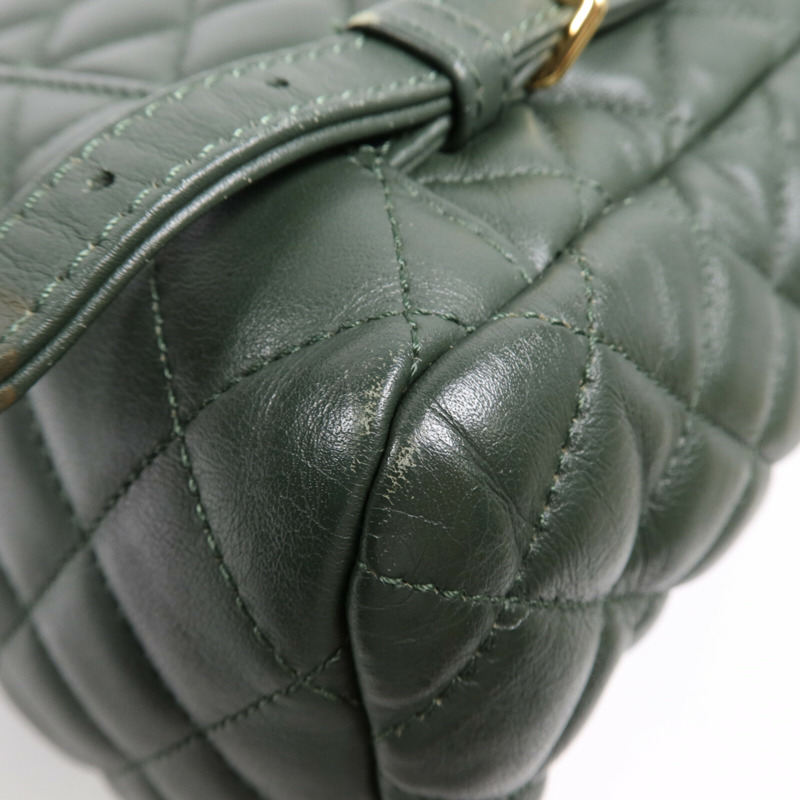 CHANEL 羊皮皮革Backpack金扣鏈帶背包-9