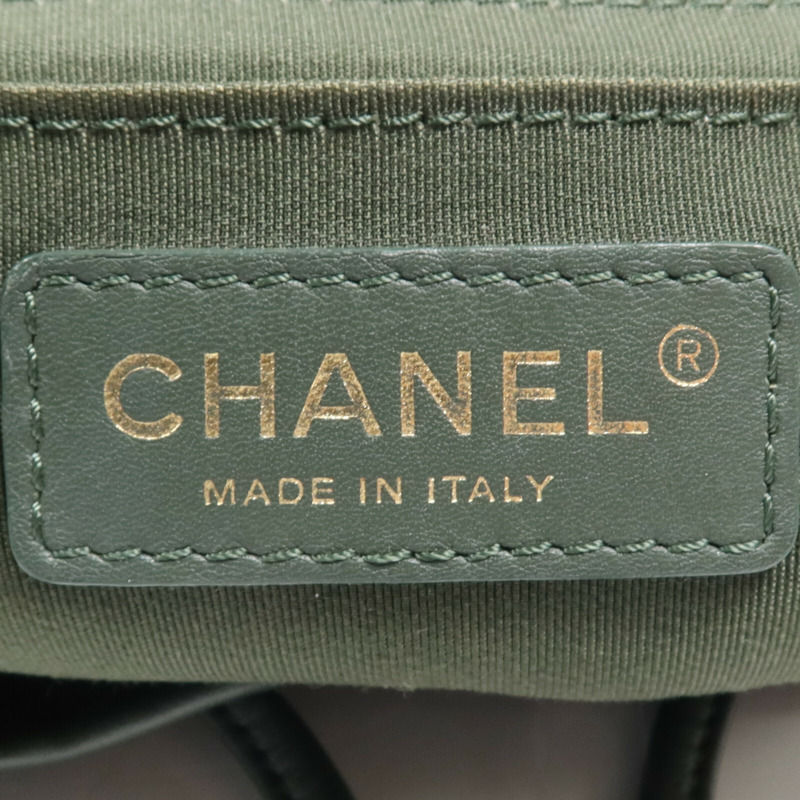 CHANEL 羊皮皮革Backpack金扣鏈帶背包-13