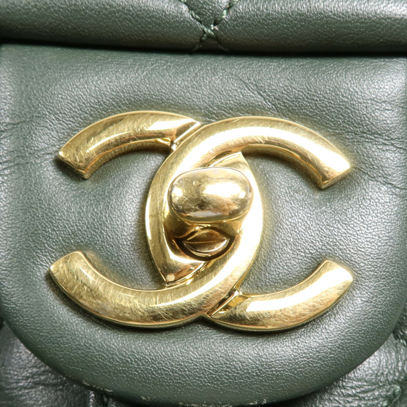 CHANEL 羊皮皮革Backpack金扣鏈帶背包-18
