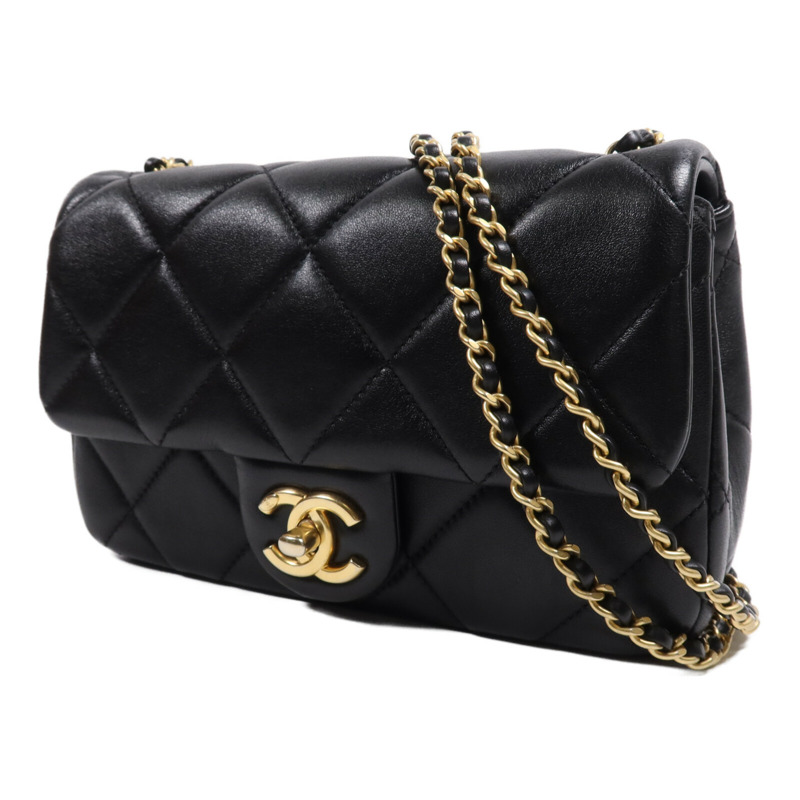 CHANEL 羊皮皮革Chain Shoulder Bag金扣鏈帶肩背袋-2