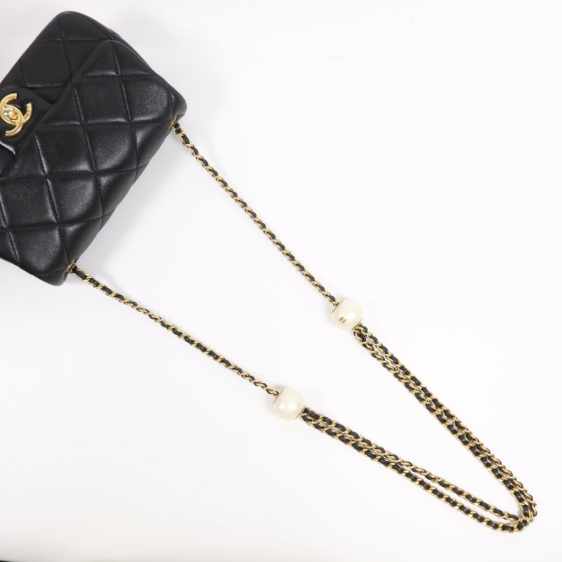 CHANEL 羊皮皮革Chain Shoulder Bag金扣鏈帶肩背袋-8