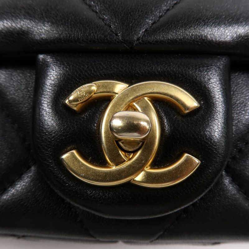 CHANEL 羊皮皮革Chain Shoulder Bag金扣鏈帶肩背袋-9