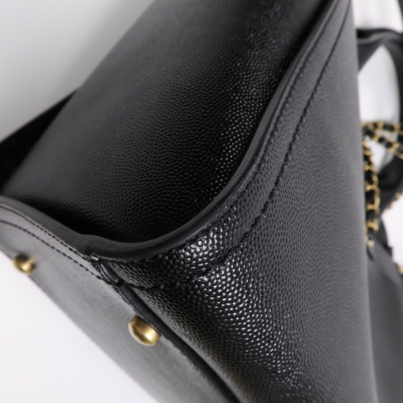 CHANEL 牛皮皮革Deauville金扣鏈帶手挽肩背兩用袋-10