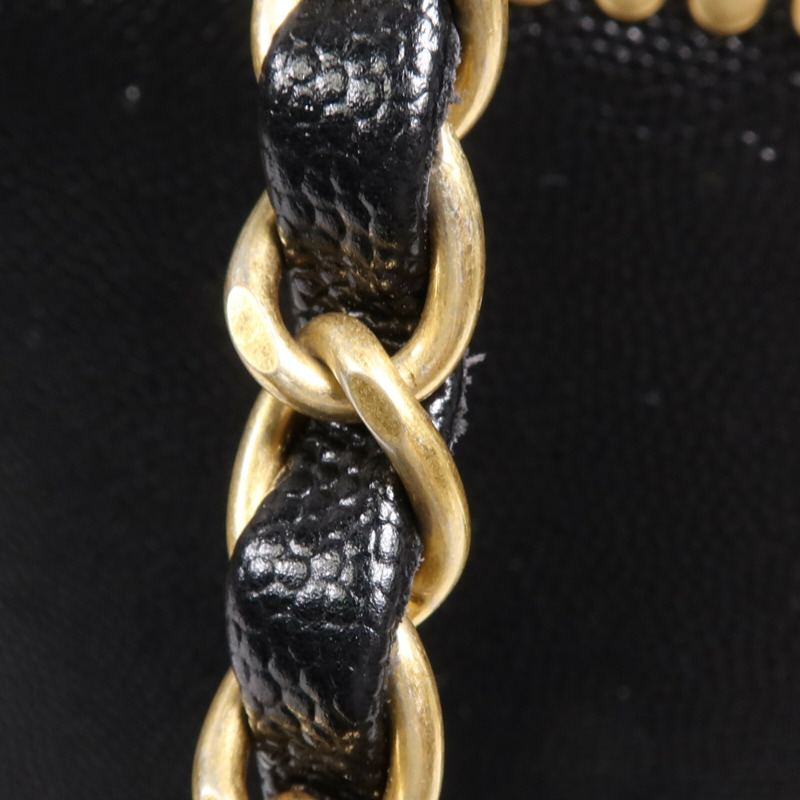 CHANEL 牛皮皮革Deauville金扣鏈帶手挽肩背兩用袋-14