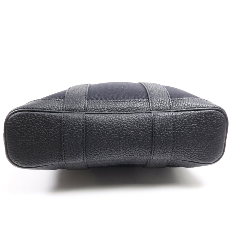 HERMES 帆布Garden File PM銀扣手挽肩背兩用袋Noir-3