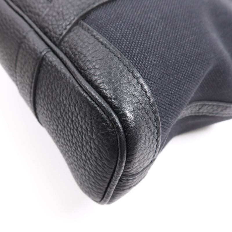 HERMES 帆布Garden File PM銀扣手挽肩背兩用袋Noir-6