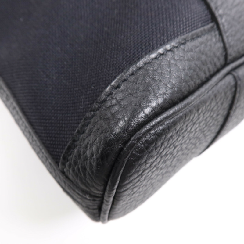 HERMES 帆布Garden File PM銀扣手挽肩背兩用袋Noir-7
