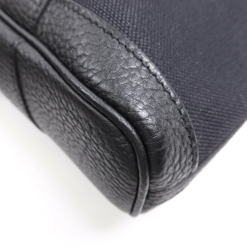 HERMES 帆布Garden File PM銀扣手挽肩背兩用袋Noir-8