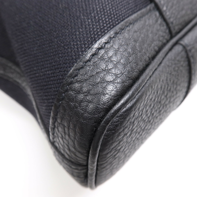 HERMES 帆布Garden File PM銀扣手挽肩背兩用袋Noir-9