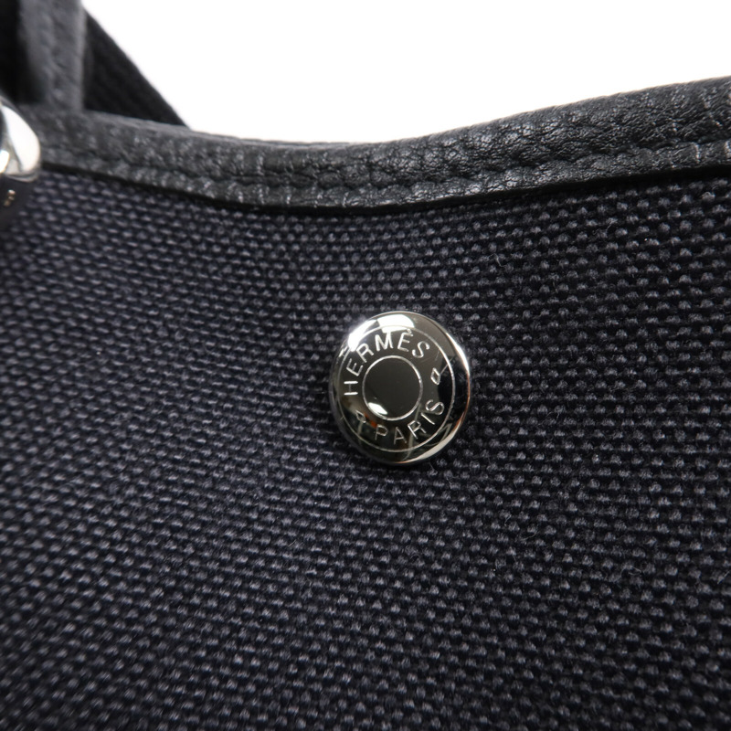 HERMES 帆布Garden File PM銀扣手挽肩背兩用袋Noir-10