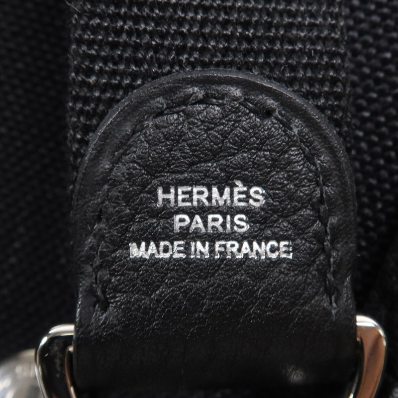 HERMES 帆布Garden File PM銀扣手挽肩背兩用袋Noir-11