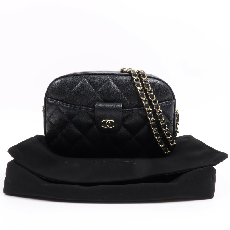 CHANEL 牛皮皮革Chain Shoulder Bag金扣鏈帶肩背袋-13
