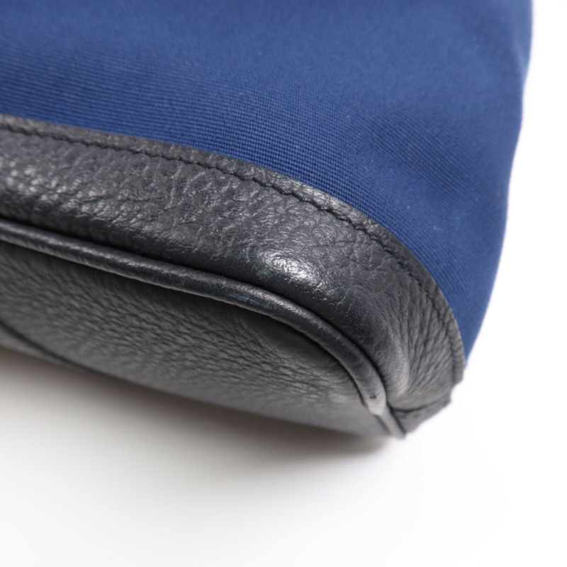 HERMES 帆布/皮革Garden Party PM銀扣手挽袋Leder Blue-6