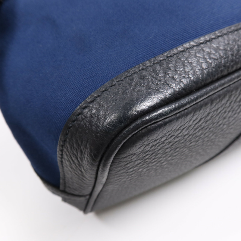 HERMES 帆布/皮革Garden Party PM銀扣手挽袋Leder Blue-7