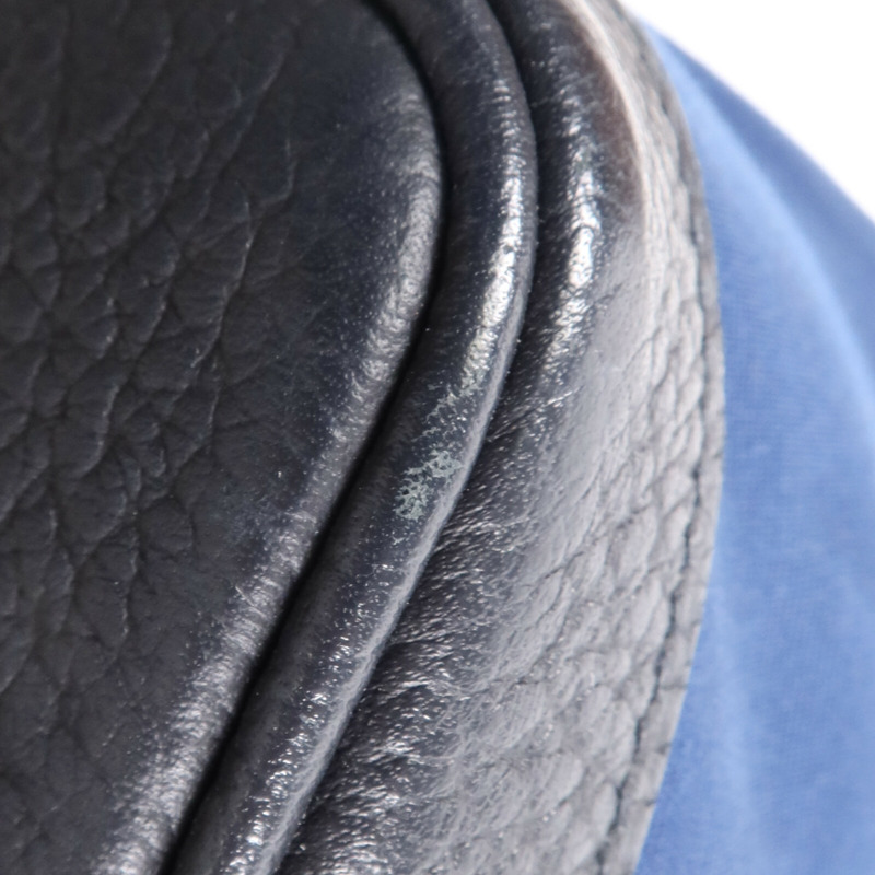 HERMES 帆布/皮革Garden Party PM銀扣手挽袋Leder Blue-13