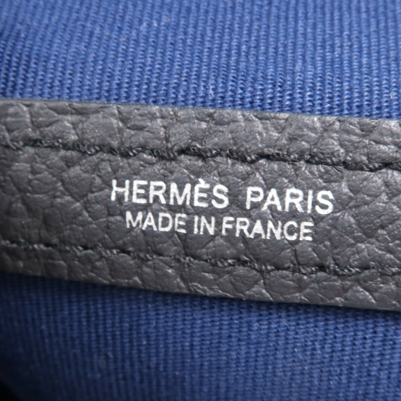 HERMES 帆布/皮革Garden Party PM銀扣手挽袋Leder Blue-15