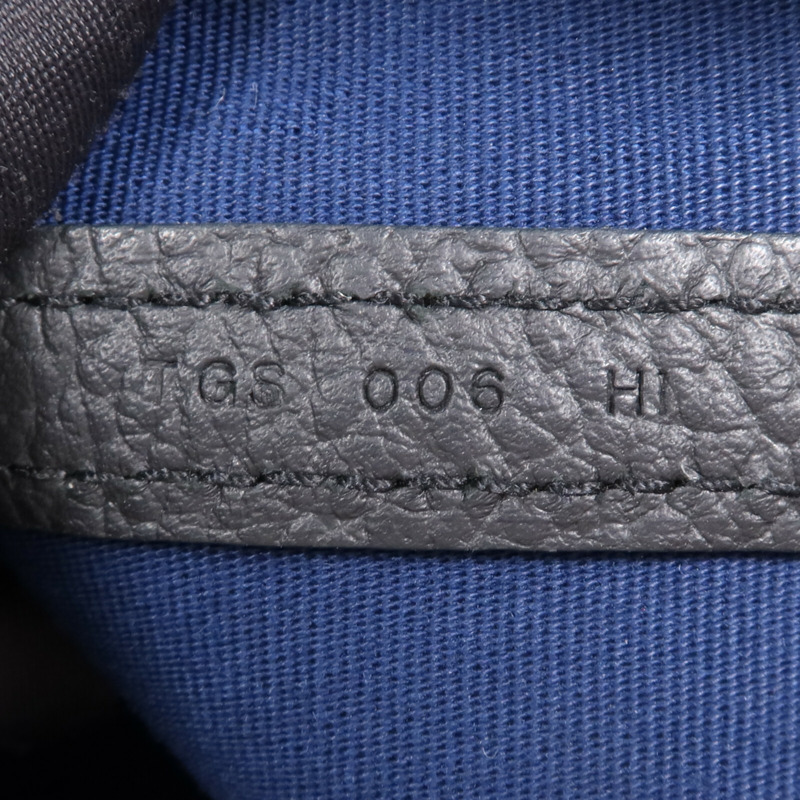HERMES 帆布/皮革Garden Party PM銀扣手挽袋Leder Blue-16
