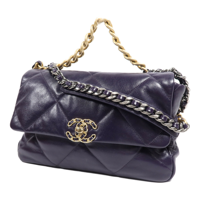 CHANEL 羊皮皮革Chanel 19鏈帶肩背袋-2