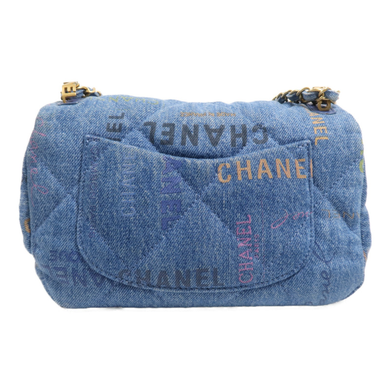 CHANEL 牛仔布Chain Shoulder Bag金扣鏈帶肩背袋-1