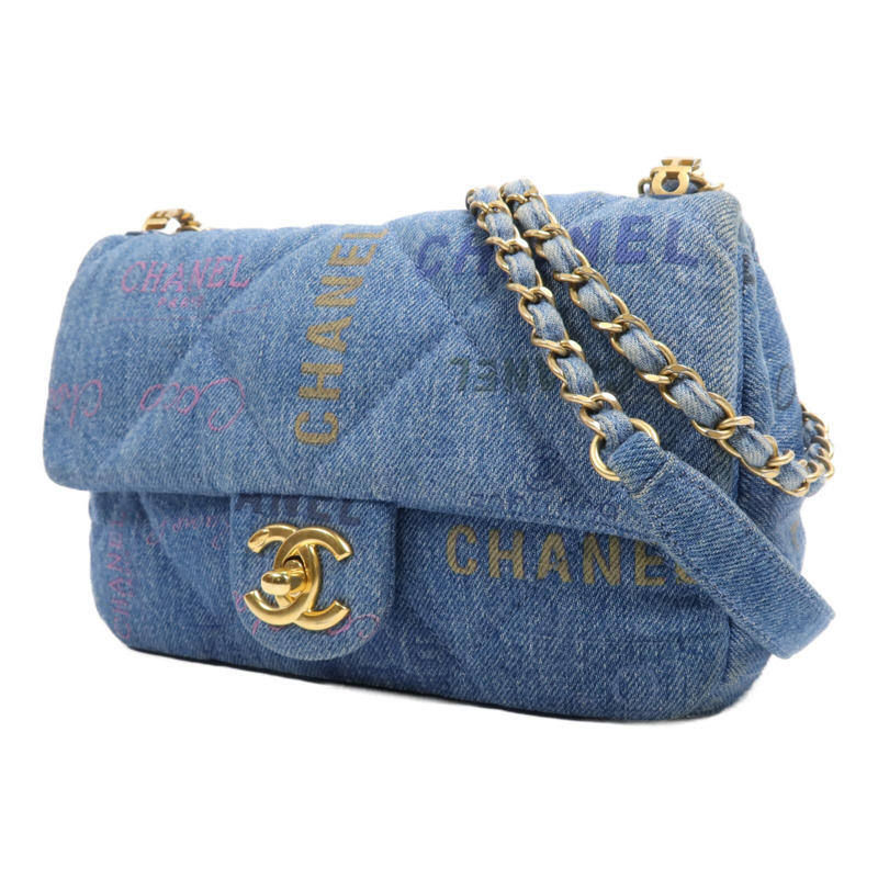 CHANEL 牛仔布Chain Shoulder Bag金扣鏈帶肩背袋-2