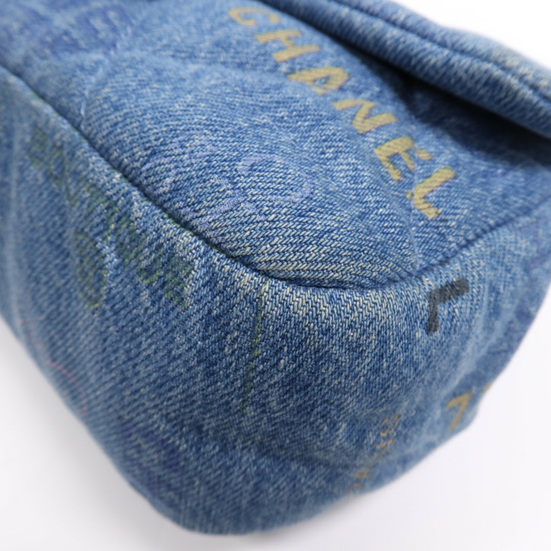 CHANEL 牛仔布Chain Shoulder Bag金扣鏈帶肩背袋-4