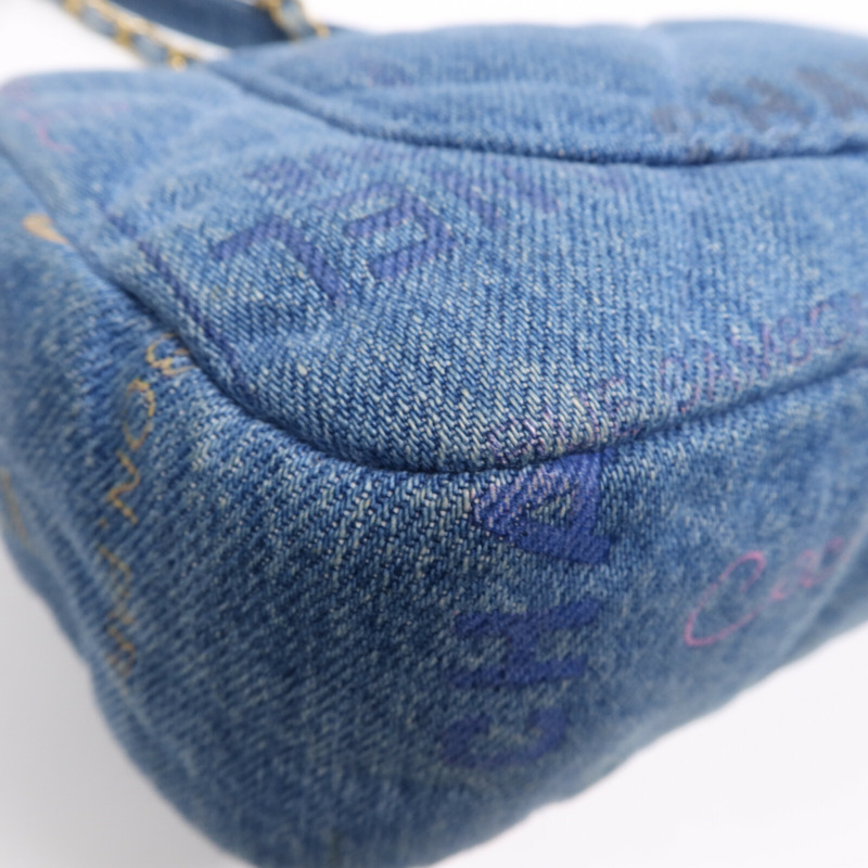 CHANEL 牛仔布Chain Shoulder Bag金扣鏈帶肩背袋-7