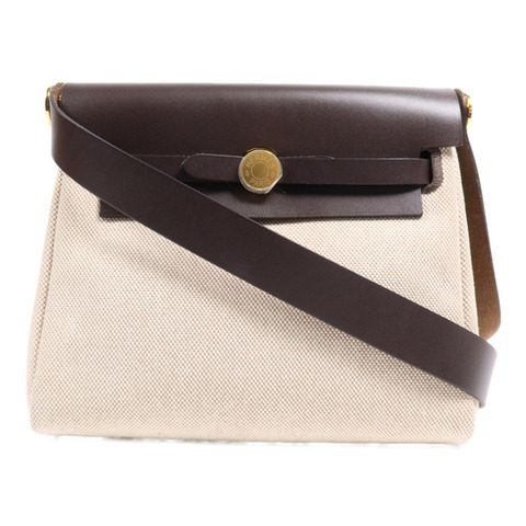 HERMES 帆布Mini Herbag金扣肩背袋