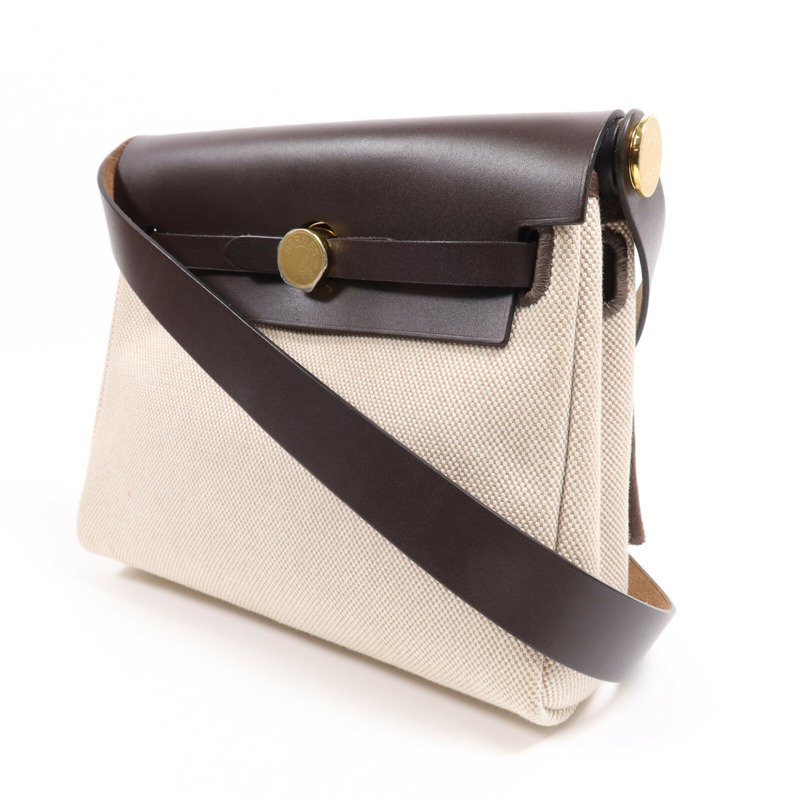 HERMES 帆布Mini Herbag金扣肩背袋-2