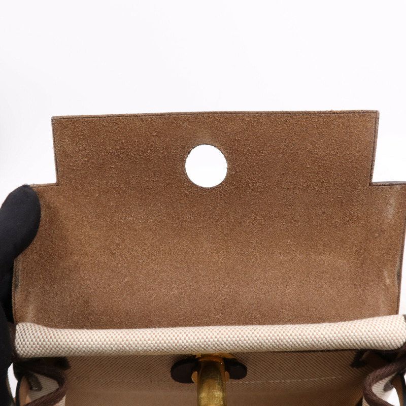 HERMES 帆布Mini Herbag金扣肩背袋-5