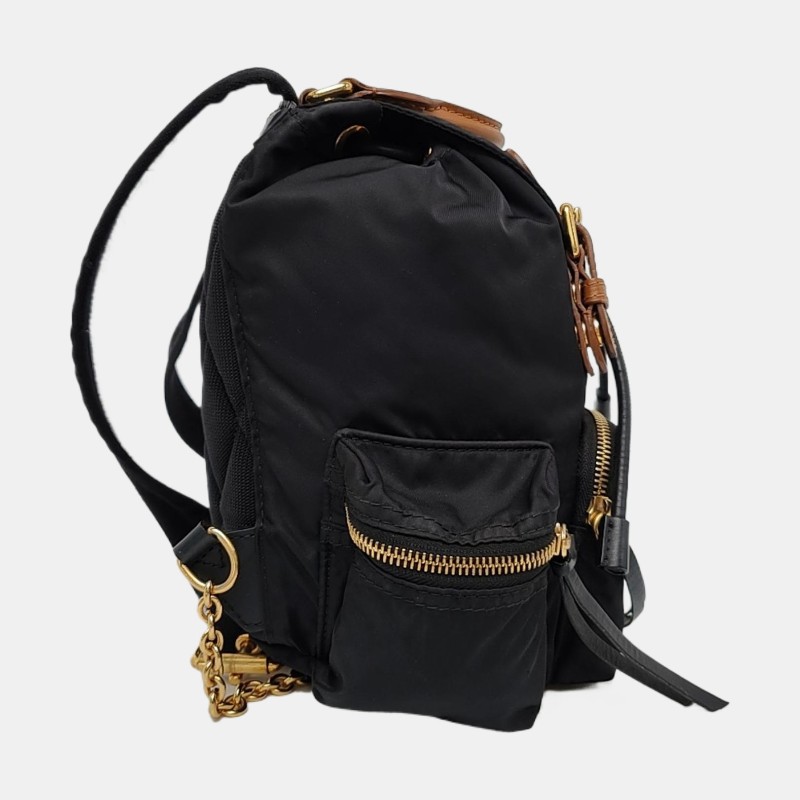 BURBERRY The Rucksack 黑色尼龍雙肩包手提包 金色五金-3