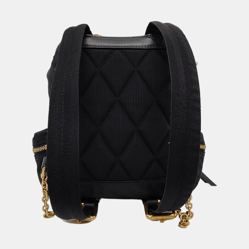 BURBERRY The Rucksack 黑色尼龍雙肩包手提包 金色五金-4