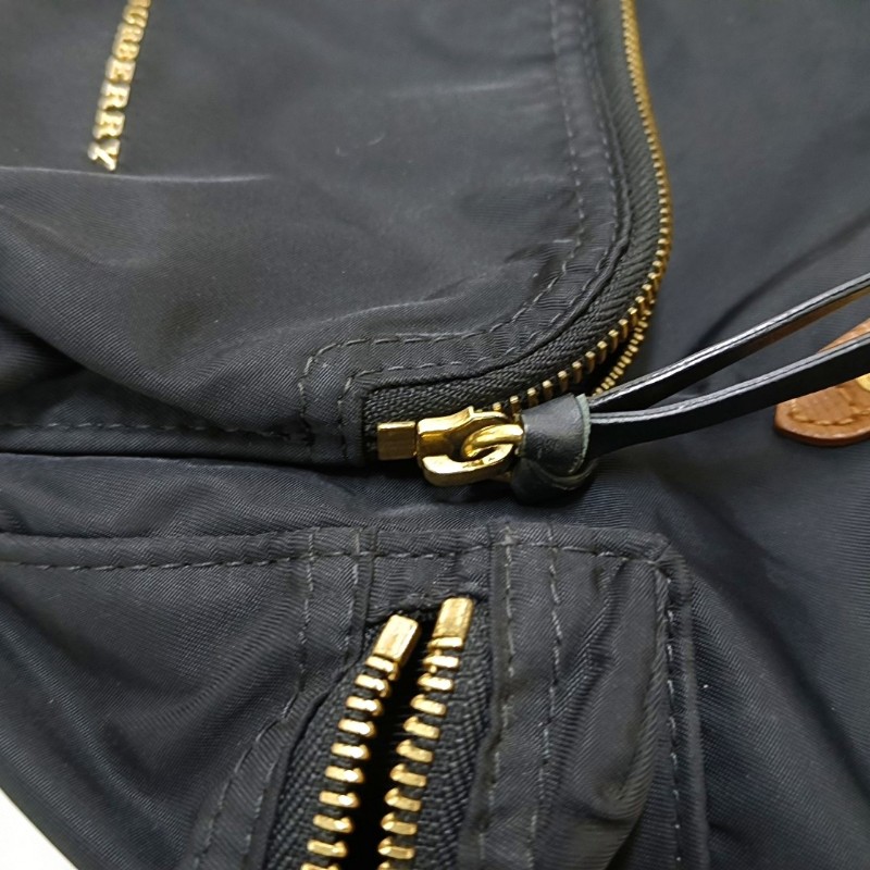 BURBERRY The Rucksack 黑色尼龍雙肩包手提包 金色五金-7