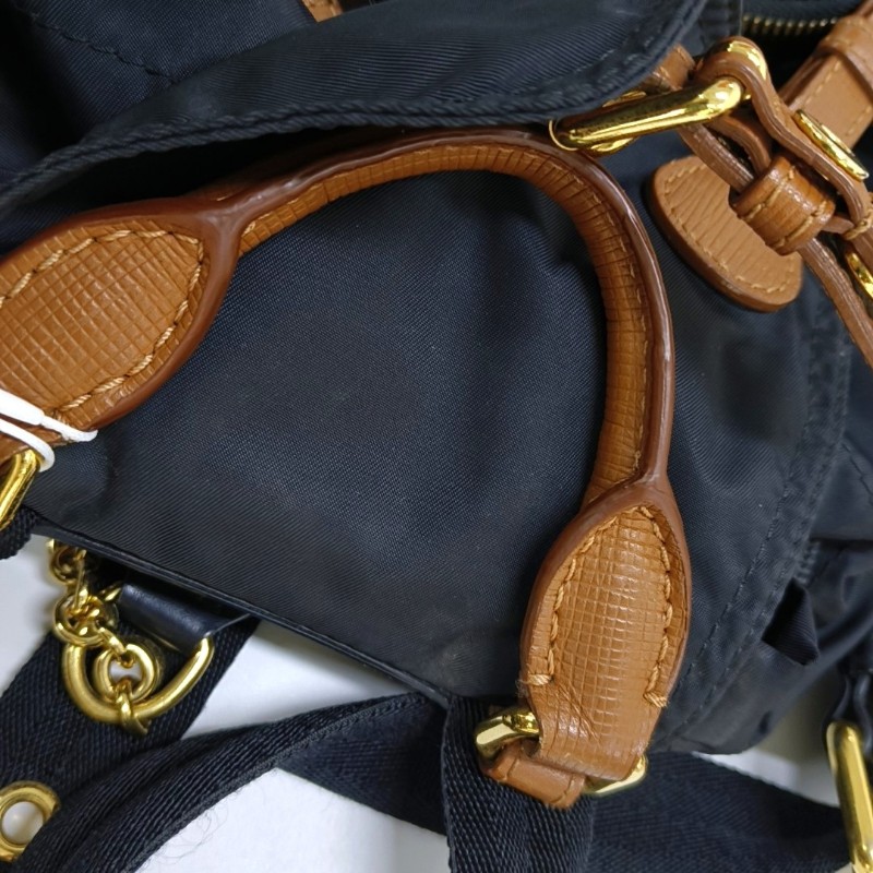 BURBERRY The Rucksack 黑色尼龍雙肩包手提包 金色五金-8