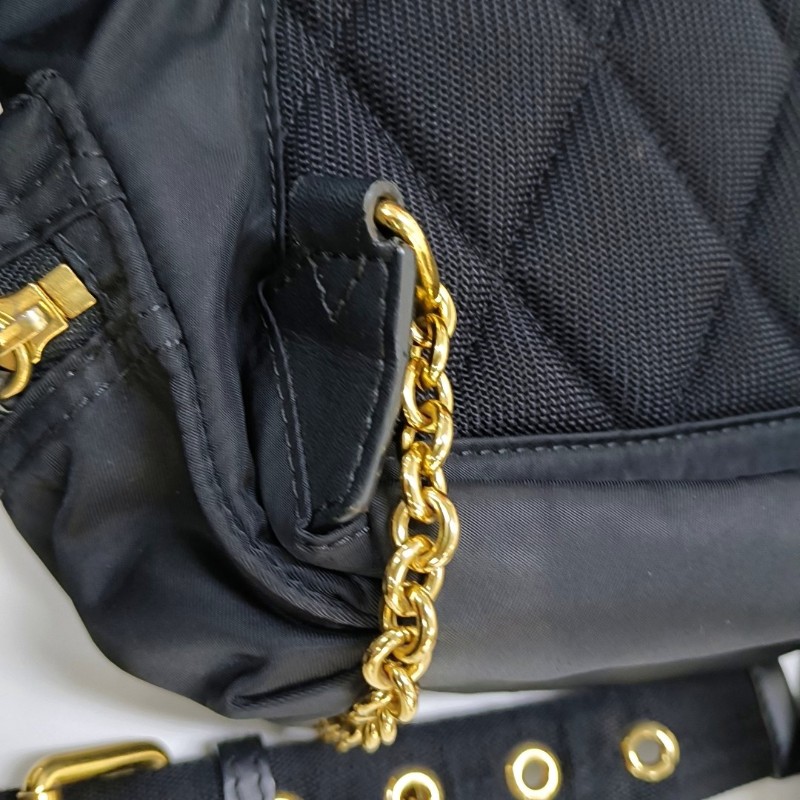 BURBERRY The Rucksack 黑色尼龍雙肩包手提包 金色五金-10