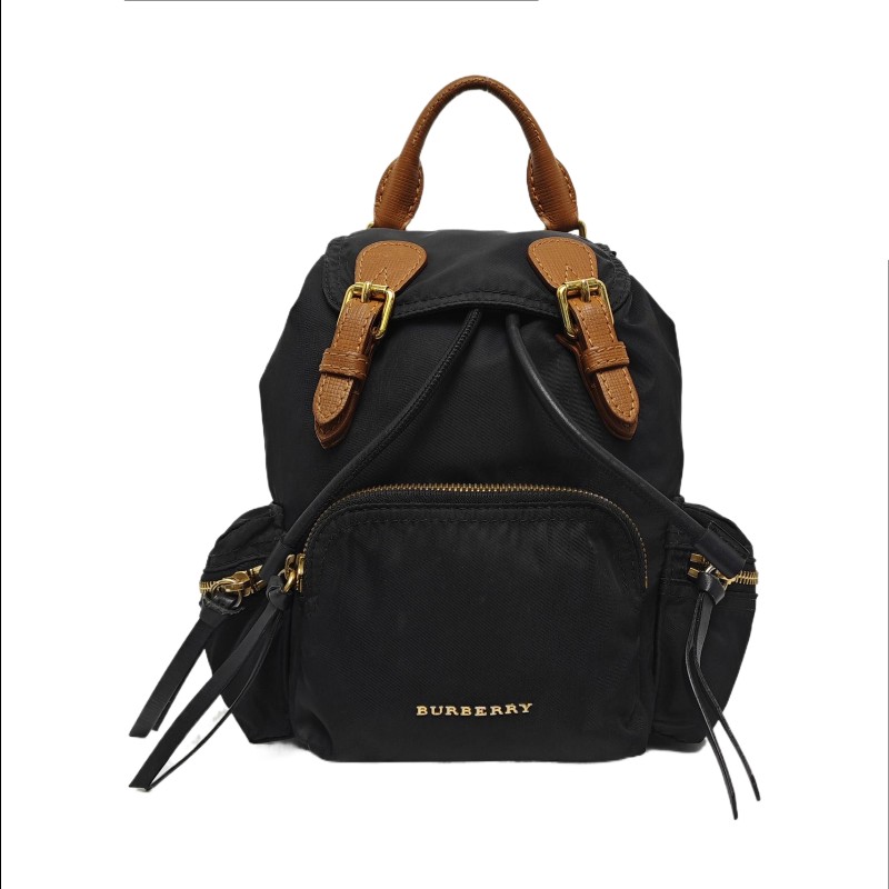 BURBERRY The Rucksack 黑色尼龍雙肩包手提包 金色五金-0