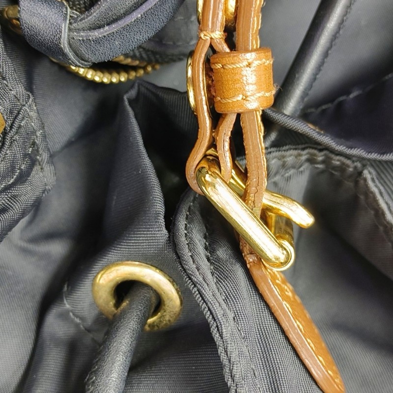 BURBERRY The Rucksack 黑色尼龍雙肩包手提包 金色五金-7