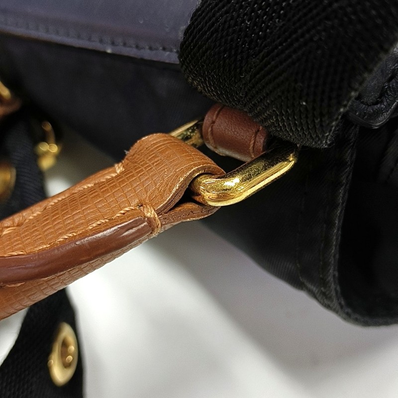 BURBERRY The Rucksack 黑色尼龍雙肩包手提包 金色五金-9