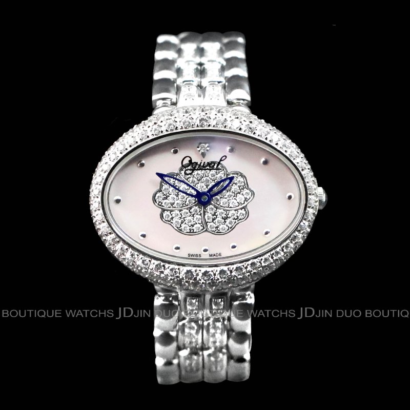 金鐸精品~2485 Ogival 愛其華 山茶花系列珍珠貝面盤石英女用腕錶-0