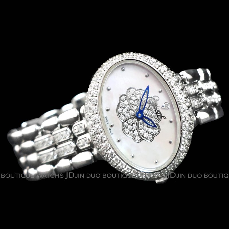 金鐸精品~2485 Ogival 愛其華 山茶花系列珍珠貝面盤石英女用腕錶-1