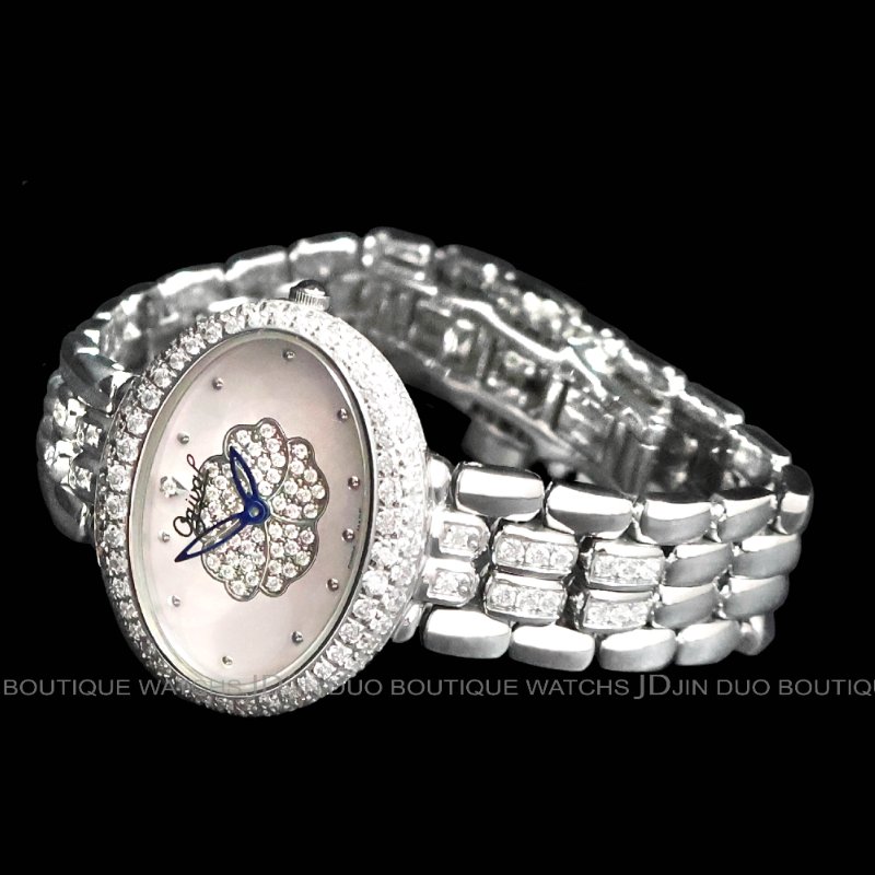 金鐸精品~2485 Ogival 愛其華 山茶花系列珍珠貝面盤石英女用腕錶-3