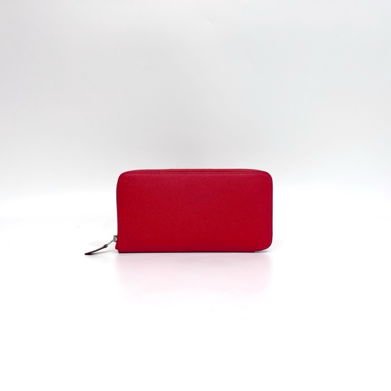 HERMES Q5國旗紅EPSOM銀ㄇ拉紫內裡絲巾長夾-0