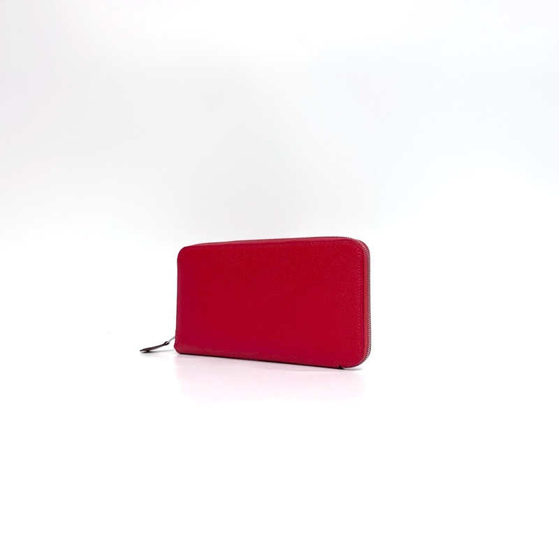 HERMES Q5國旗紅EPSOM銀ㄇ拉紫內裡絲巾長夾-2