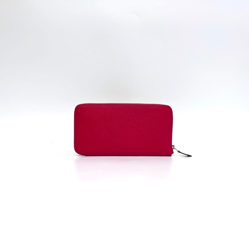 HERMES Q5國旗紅EPSOM銀ㄇ拉紫內裡絲巾長夾-3