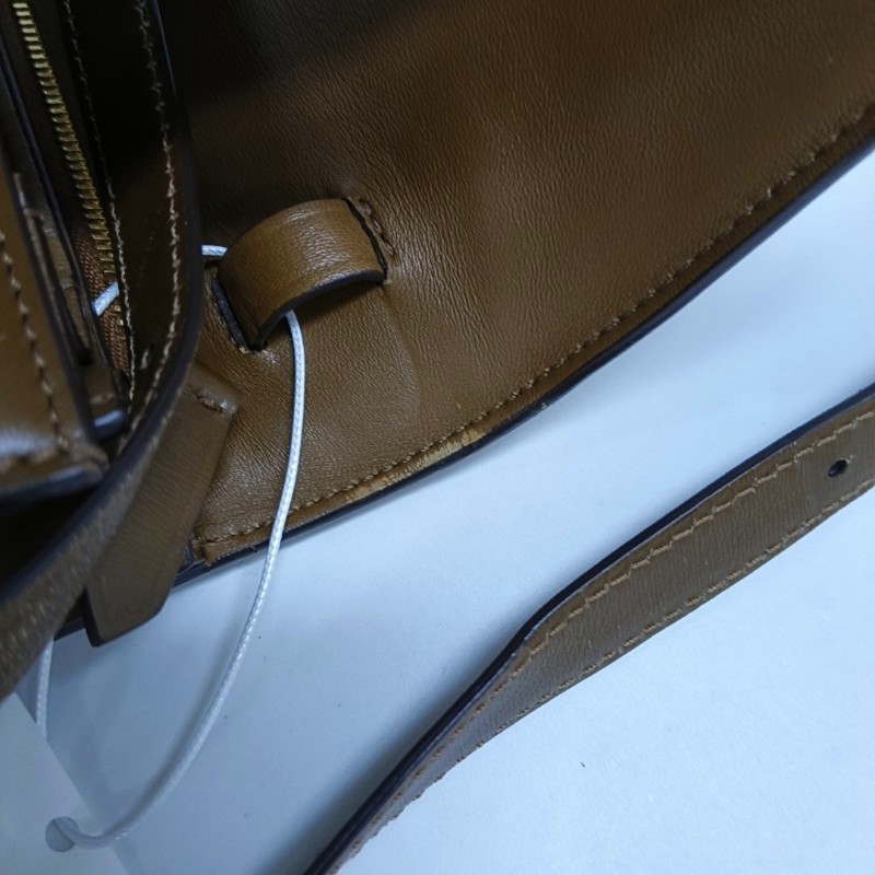 CELINE CLASSIC BOX 中號 棕色牛皮豆腐包單肩包 金色五金 可拆卸肩帶-9