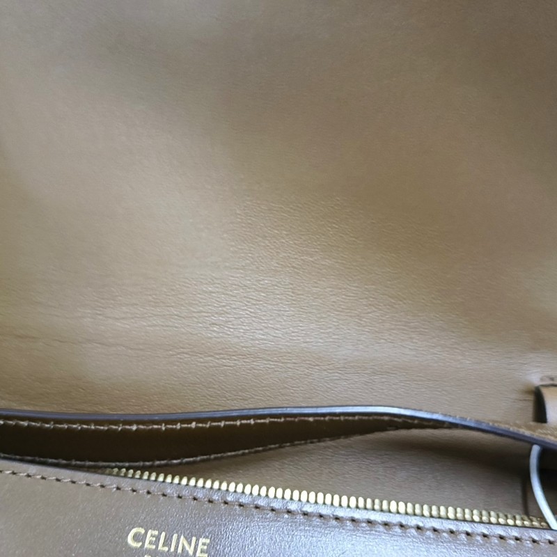 CELINE CLASSIC BOX 中號 棕色牛皮豆腐包單肩包 金色五金 可拆卸肩帶-10