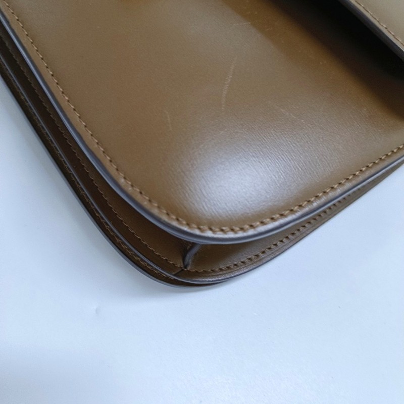 CELINE CLASSIC BOX 中號 棕色牛皮豆腐包單肩包 金色五金 可拆卸肩帶-13